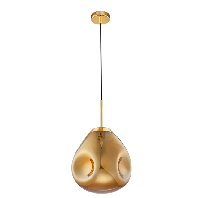 Lava 25cm Pendant Ceiling Light Gold Metal Handmade Gold Glass LED E27 - image 1