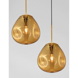 Lava 25cm Pendant Ceiling Light Gold Metal Handmade Gold Glass LED E27 - thumbnail 5