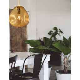 Lava 25cm Pendant Ceiling Light Gold Metal Handmade Gold Glass LED E27 - thumbnail 2