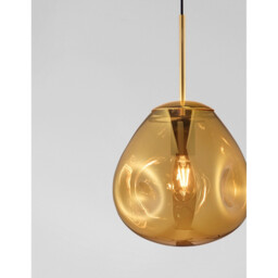 Lava 25cm Pendant Ceiling Light Gold Metal Handmade Gold Glass LED E27 - thumbnail 3