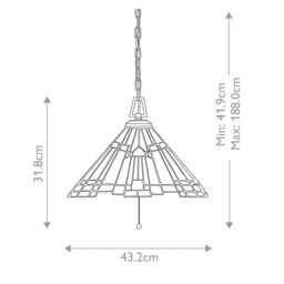 Inglenook 3 Light Ceiling Pendant Bronze, Tiffany, E27 - thumbnail 5