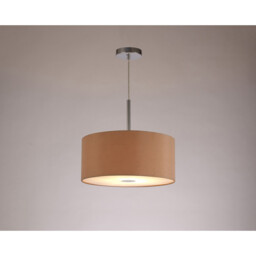 Baymont Polished Chrome E27 Single Pendant With 40cm x 18cm Dual Faux Silk Shade, Antique Gold/Ruby - thumbnail 2