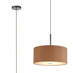 Baymont Polished Chrome E27 Single Pendant With 40cm x 18cm Dual Faux Silk Shade, Antique Gold/Ruby
