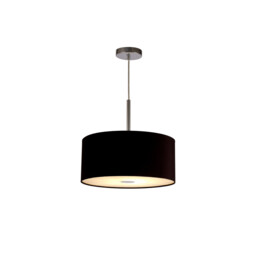 Baymont Polished Chrome E27 Single Pendant With 40cm x 18cm Dual Faux Silk Shade, Black/Green Olive - thumbnail 5