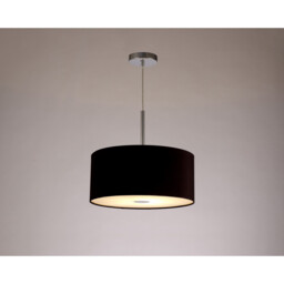 Baymont Polished Chrome E27 Single Pendant With 40cm x 18cm Dual Faux Silk Shade, Black/Green Olive - thumbnail 2