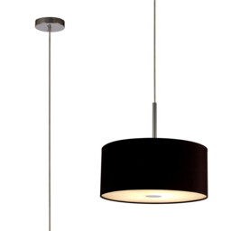 Baymont Polished Chrome E27 Single Pendant With 40cm x 18cm Dual Faux Silk Shade, Black/Green Olive