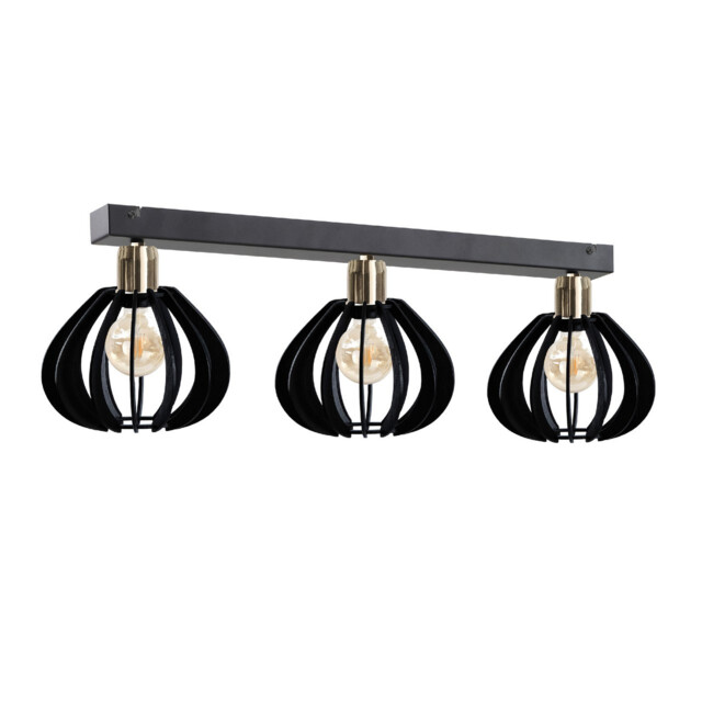 Gemma Ceiling Spotlight Bar Black, Gold, 60cm, 3x E27