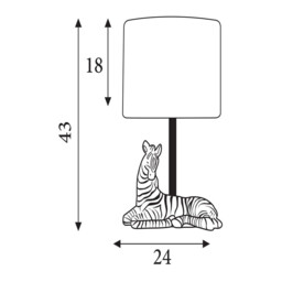 Zebra Table Lamp Silver Resin & Grey Fabric Shade - thumbnail 2