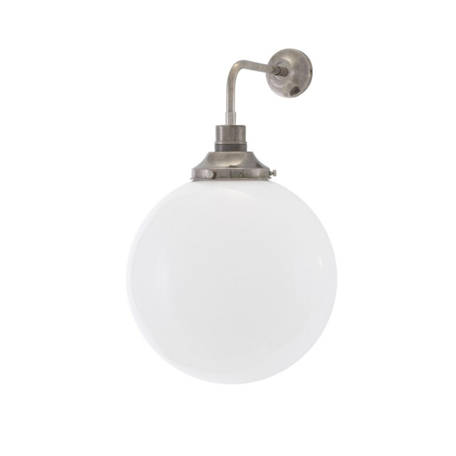 Bamako 30cm Globe Wall Light, Antique Silver, Opal Glass - image 1