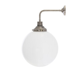 Bamako 30cm Globe Wall Light, Antique Silver, Opal Glass - thumbnail 3