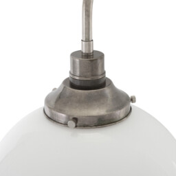 Bamako 30cm Globe Wall Light, Antique Silver, Opal Glass - thumbnail 5