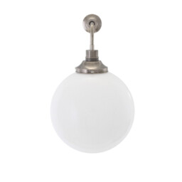 Bamako 30cm Globe Wall Light, Antique Silver, Opal Glass - thumbnail 2