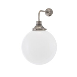 Bamako 30cm Globe Wall Light, Antique Silver, Opal Glass - thumbnail 1