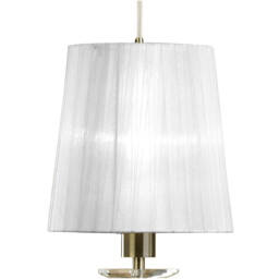 Tiffany Linear Pendant 3+3 Light E27+G9 Line, Antique Brass With White Shades & Clear Crystal - thumbnail 5