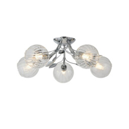 Elm Semi Ceiling, 5 Light G9, Polished Chrome/Clear Glass