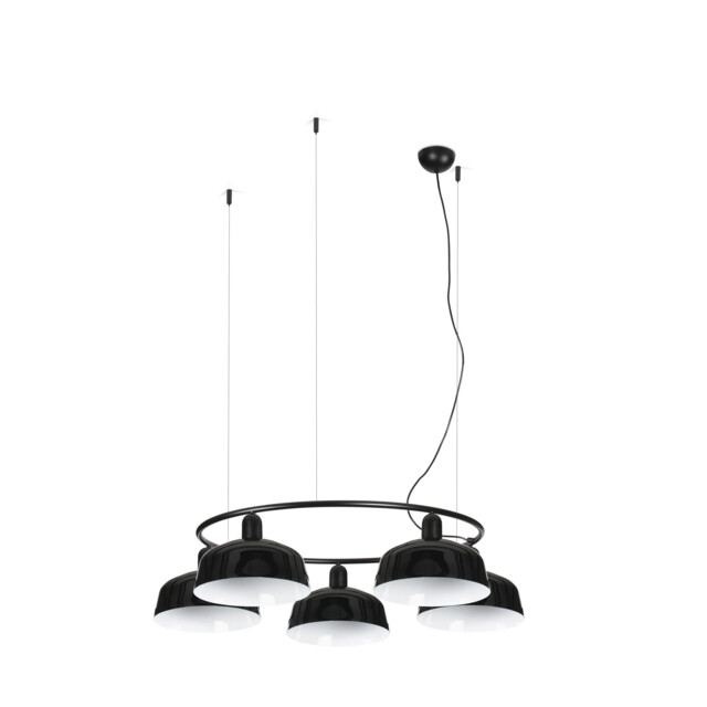 Tatawin Medium Pendant Ceiling Light , Gloss Black 5x E27