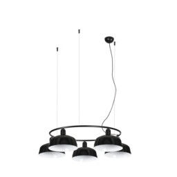 Tatawin Medium Pendant Ceiling Light , Gloss Black 5x E27