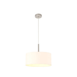 Baymont Satin Nickel E27 Single Pendant With 40cm x 18cm Dual Faux Silk Shade, Nude Beige/Moonlight - thumbnail 5