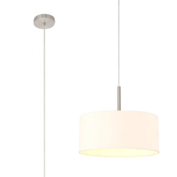 Baymont Satin Nickel E27 Single Pendant With 40cm x 18cm Dual Faux Silk Shade, Nude Beige/Moonlight - thumbnail 1