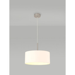 Baymont Satin Nickel E27 Single Pendant With 40cm x 18cm Dual Faux Silk Shade, Nude Beige/Moonlight - thumbnail 2