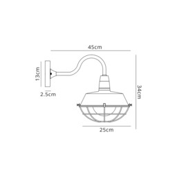Germantown Dome Wall Lamp, 1 Light E27, IP65, Matt Black, Antique Brass - thumbnail 2