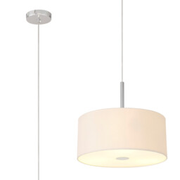 Baymont Polished Chrome 3 Light E27 Single Pendant With 40cm x 18cm Dual Faux Silk Shade, Nude Beige/Moonlight