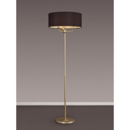 Banyan 3 Light Switched Floor Lamp With 50cm x 20cm Faux Silk Fabric Shade Champagne Gold/Black - thumbnail 2
