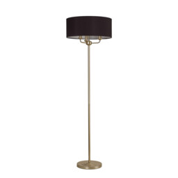 Banyan 3 Light Switched Floor Lamp With 50cm x 20cm Faux Silk Fabric Shade Champagne Gold/Black - thumbnail 5