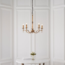 Stanford 5 Light Multi Arm Ceiling Pendant Chandelier Antique Brass, E14 - thumbnail 3