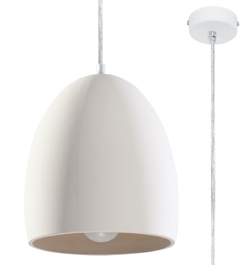 Flawiusz Dome Ceramic Pendant Light White E27 - image 1