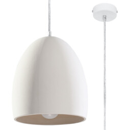 Flawiusz Dome Ceramic Pendant Light White E27 - thumbnail 1