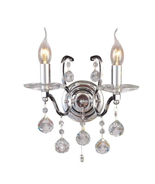 Zinta Wall Lamp Switched 2 Light Switched Polished Chrome, Crystal - image 1