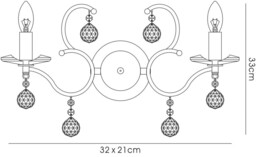 Zinta Wall Lamp Switched 2 Light Switched Polished Chrome, Crystal - thumbnail 3