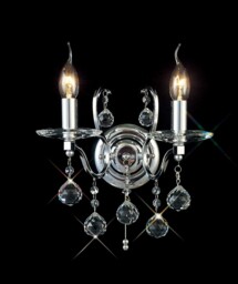 Zinta Wall Lamp Switched 2 Light Switched Polished Chrome, Crystal - thumbnail 2