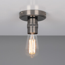 Devon Minimalist Brass Flush Ceiling Light, Antique Silver
