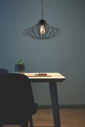 Elbridge Caged Ceiling Pendant, 1 x E27, Matt Black - thumbnail 5