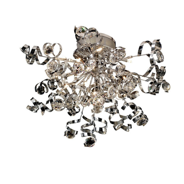 Kurlz Ceiling 15 Light G4 Polished Chrome/Crystal, NOT LED/CFL Compatible - image 1
