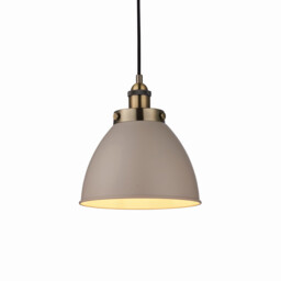 Franklin 23cm Dome Pendant Satin Taupe, Antique Brass Plate, E27