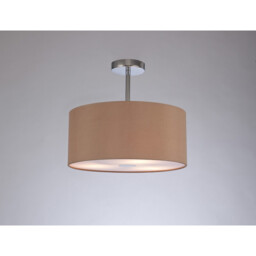 Baymont Polished Chrome 3 Light E27 Semi Flush With 40cm x 18cm Dual Faux Silk Shade, Antique Gold/Ruby - thumbnail 2