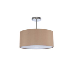 Baymont Polished Chrome 3 Light E27 Semi Flush With 40cm x 18cm Dual Faux Silk Shade, Antique Gold/Ruby - thumbnail 5