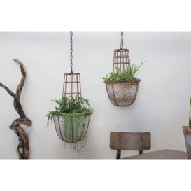 nkuku Abari Caged Hanging Planter - Vases & Planters - Grey - Small 43 x 28 cm (Diameter)