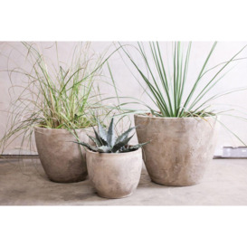 Nkuku Affiti Clay Planter - Vases & Planters - Grey - Medium 30 x 40 cm (Diameter)