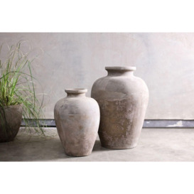 Nkuku Affiti Clay Tapered Pot - Vases & Planters - Grey - Small 49 x 33 cm (Diameter)