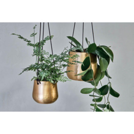 Nkuku Atsu Brass Hanging Planter - Vases & Planters - Gold - Large 12.5 x 14 cm (Diameter)