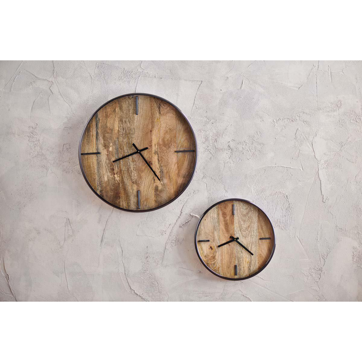 Nkuku Alomi Mango Wood Clock - Mirrors Wall Art & Clocks - Brown - Large 5 x 61 cm (Diameter)