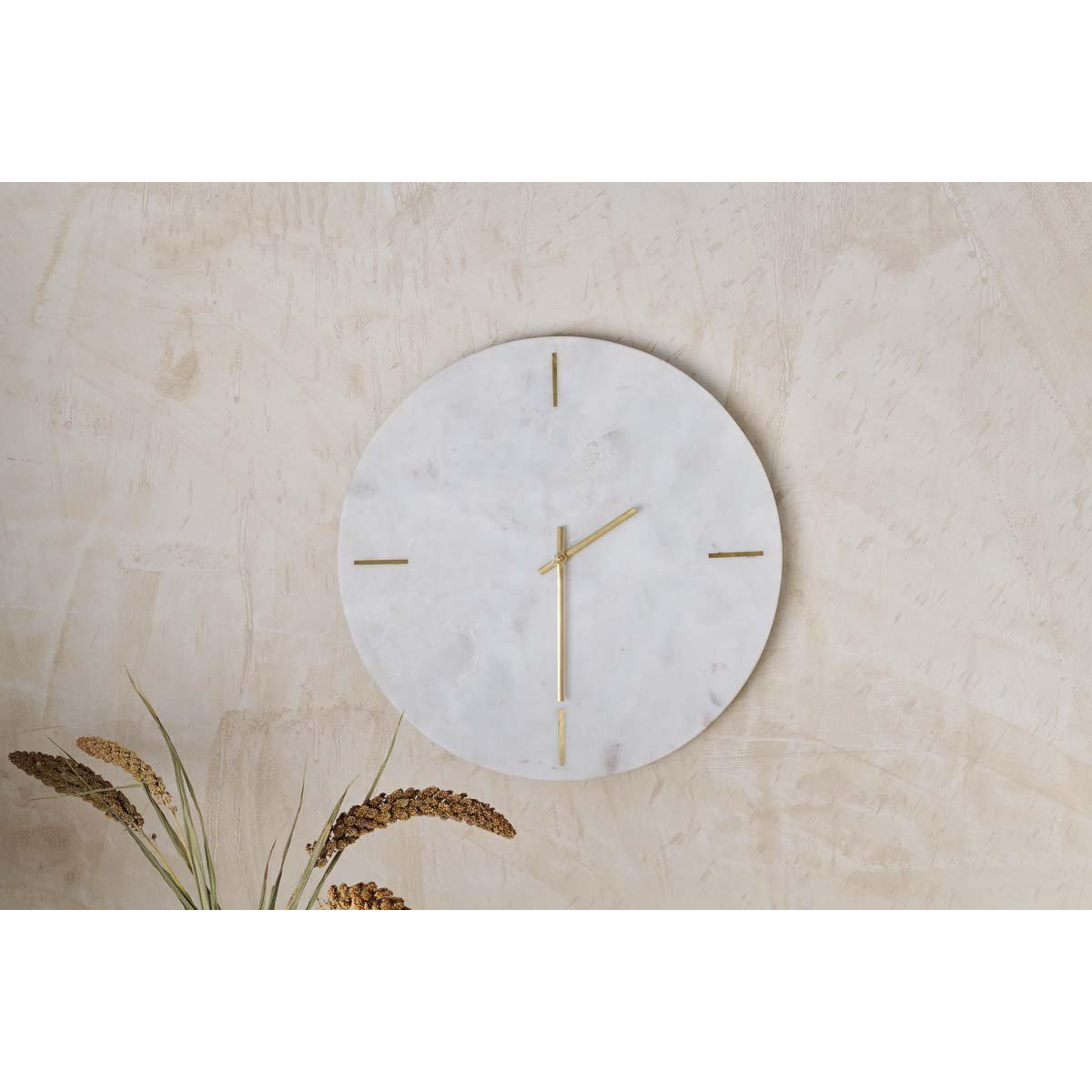 nkuku Besa Marble Clock - Mirrors Wall Art & Clocks - White - 3 x 41 cm (Diameter)