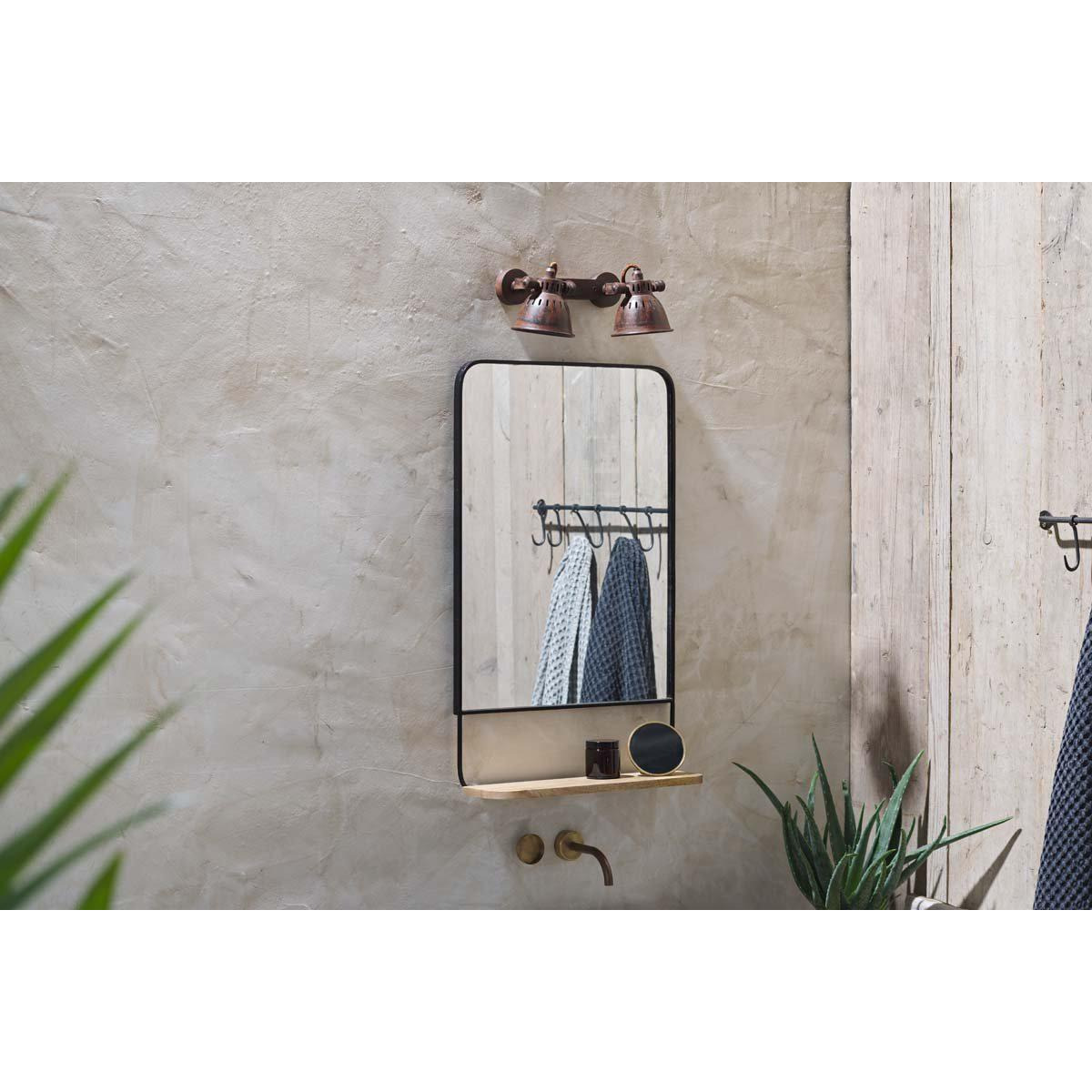 Nkuku Harni Mirror - Mirrors Wall Art & Clocks - Black - Portrait 72 x 45 x 12 cm