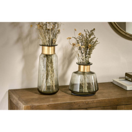 nkuku Miza Glass Vase - Vases & Planters - Grey - Large 32 x 14 cm (Diameter)