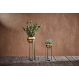 Nkuku Atsu Brass Planter Stand - Vases & Planters - Gold - Small