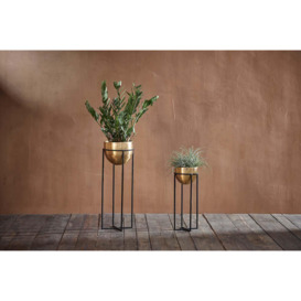 nkuku Atsu Brass Planter Stand - Vases & Planters - Gold - Small